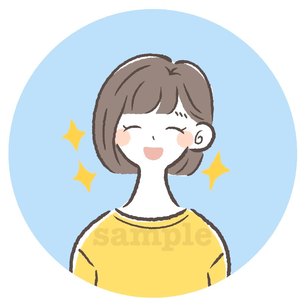 キラキラ笑顔の女性アイコンイラスト くまみillustさん イラストレーター のポートフォリオ ココナラ