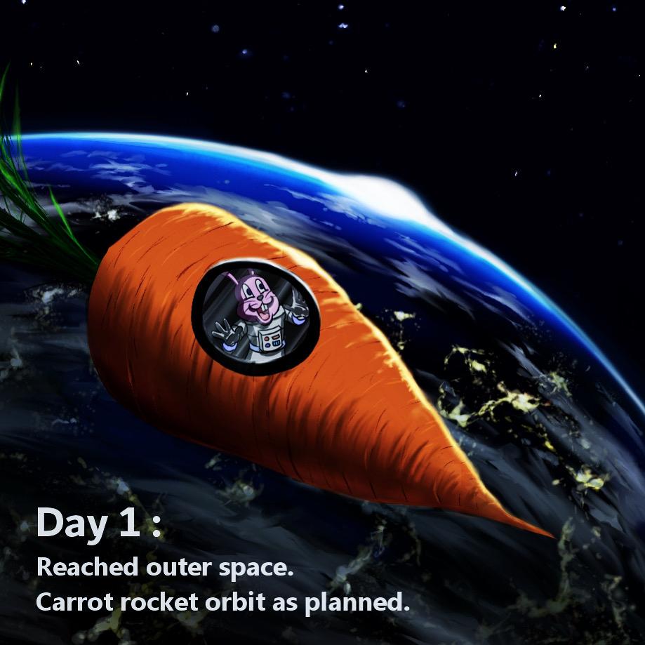 宇宙とにんじんのロケットのイラスト 落書きピエロさん イラストレーター のポートフォリオ ココナラ