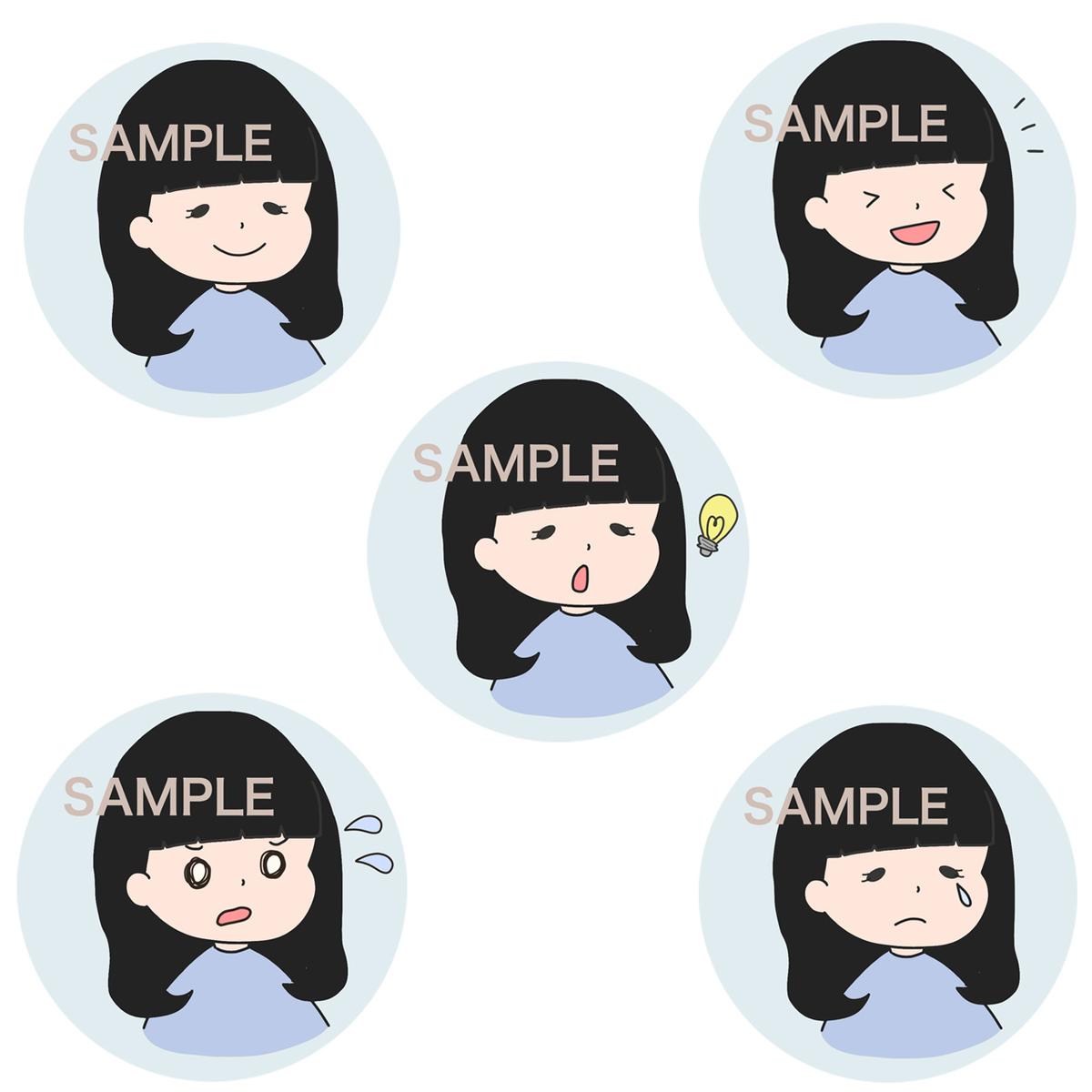 パッツン前髪 垂れ目 女性 アイコン Kurozunさん ママデザイナー のポートフォリオ ココナラ