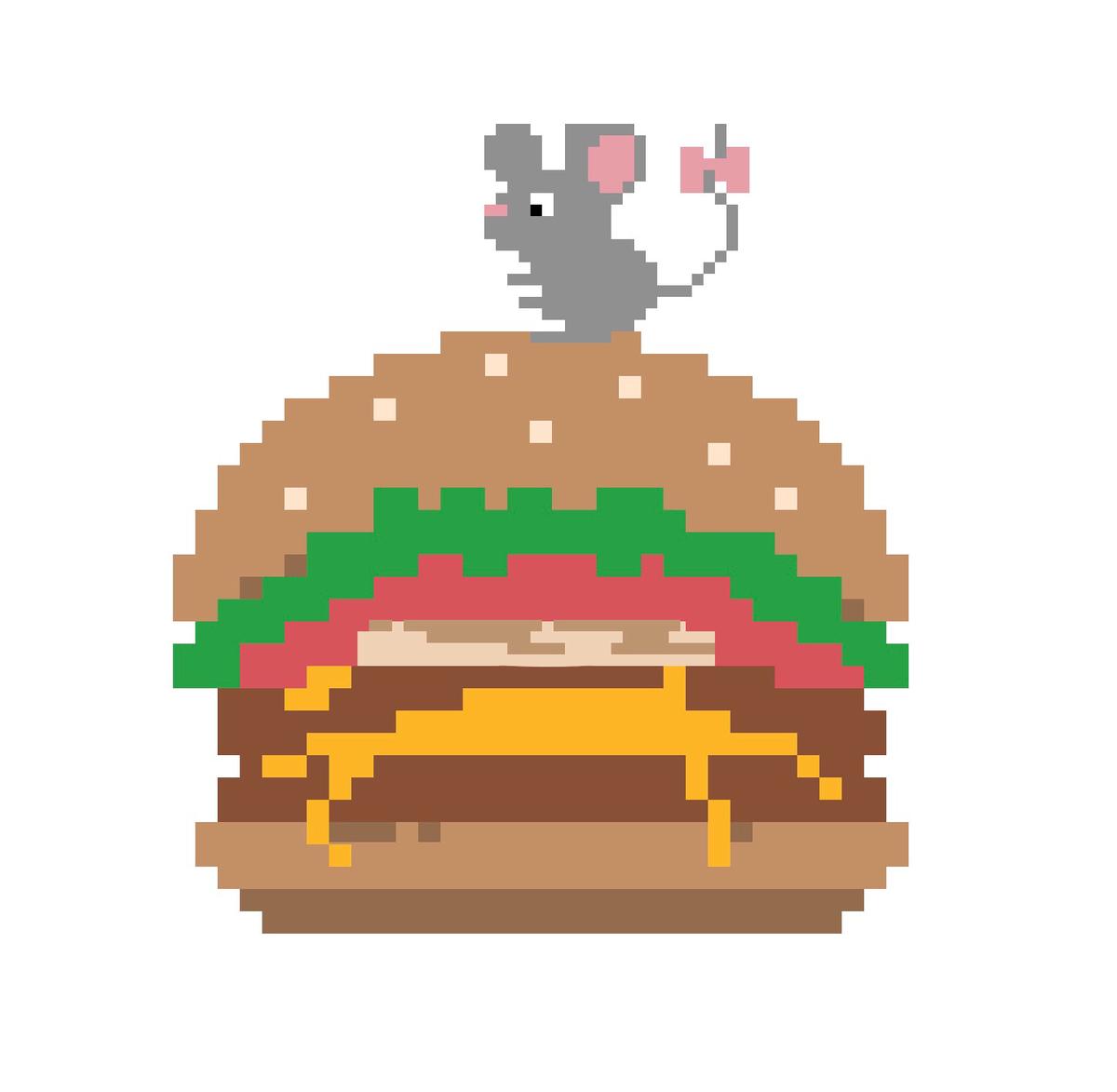 ハンバーガーとネズミのドット絵 Yuhliさん イラストレーター のポートフォリオ ココナラ