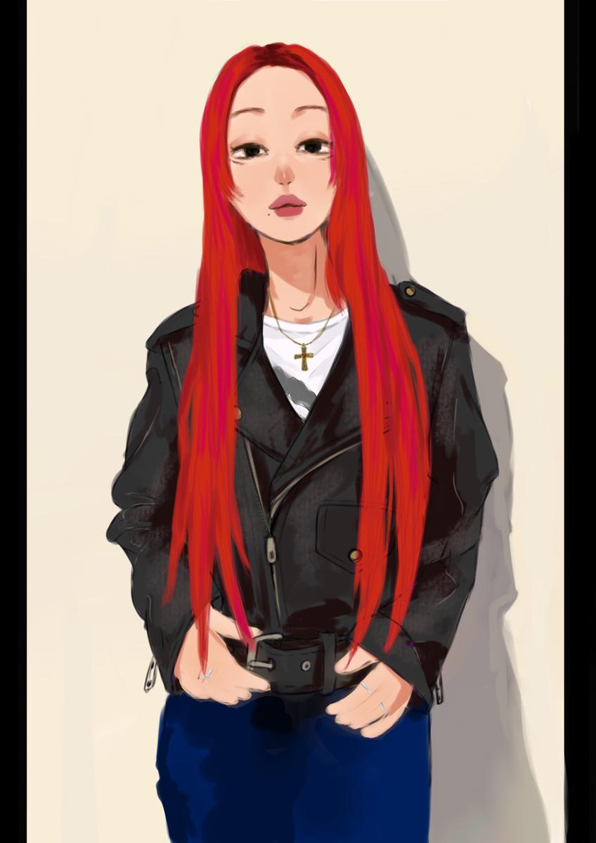 モデル ロング 赤髪 メイク たちもり さなぎさん イラストレーター のポートフォリオ ココナラ