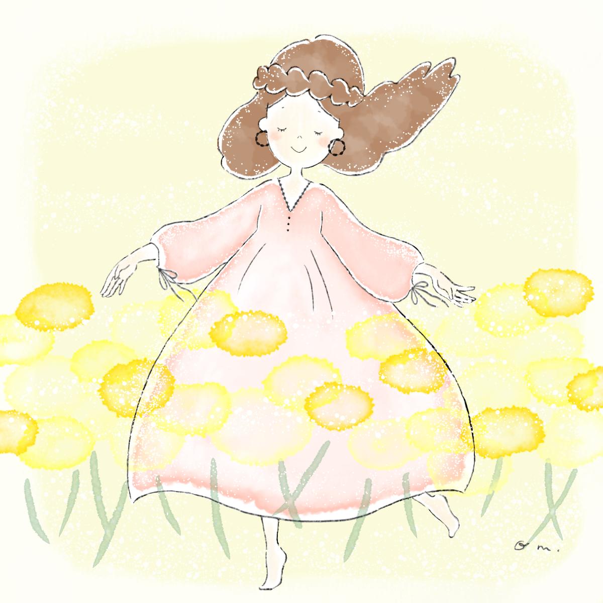 野原を駆けている女の子のイラスト Omochi Illustrationさん イラストレーター のポートフォリオ ココナラ