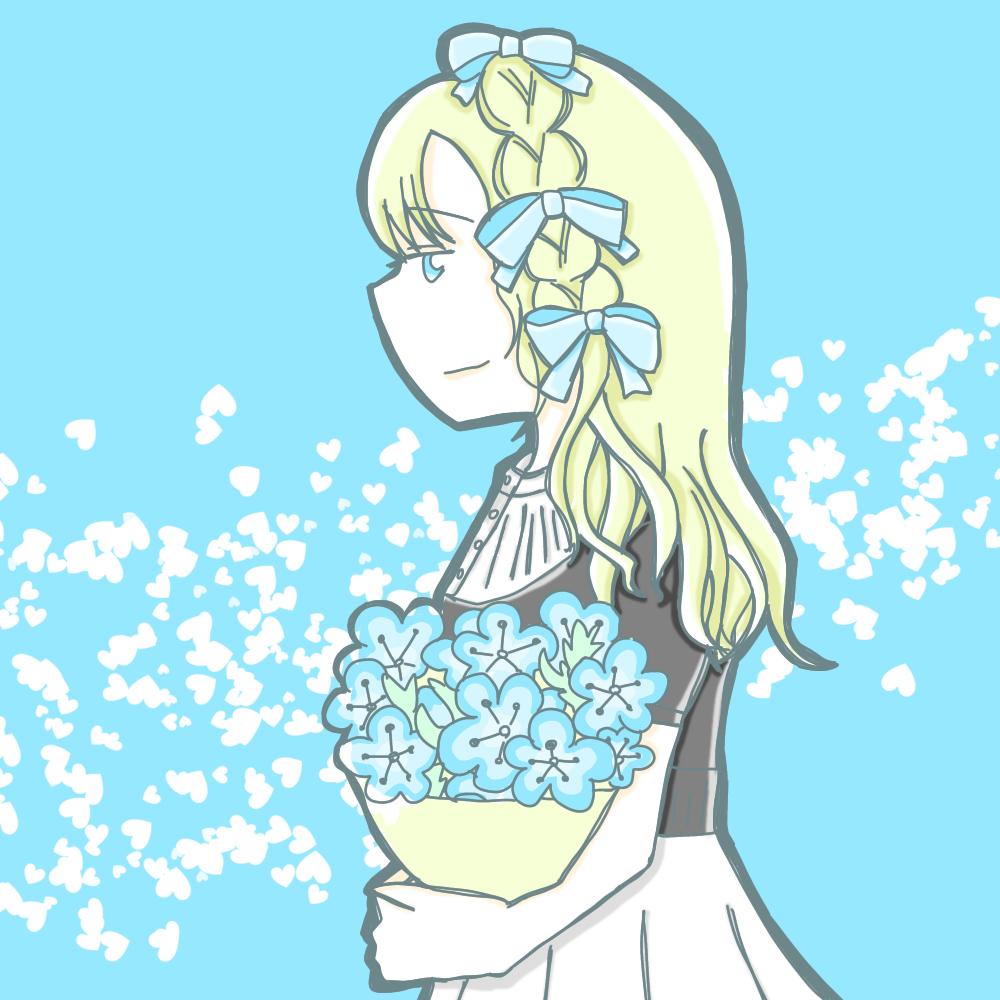 綺麗な花束を抱える女性のアイコン はたけ ちとせさん イラストレーター のポートフォリオ ココナラ