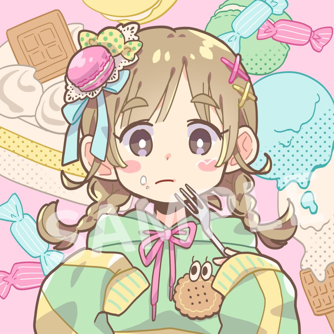 ご依頼 背景スイーツモチーフのアイコンイラスト Hao はお さん イラストレーター デザイナー のポートフォリオ ココナラ
