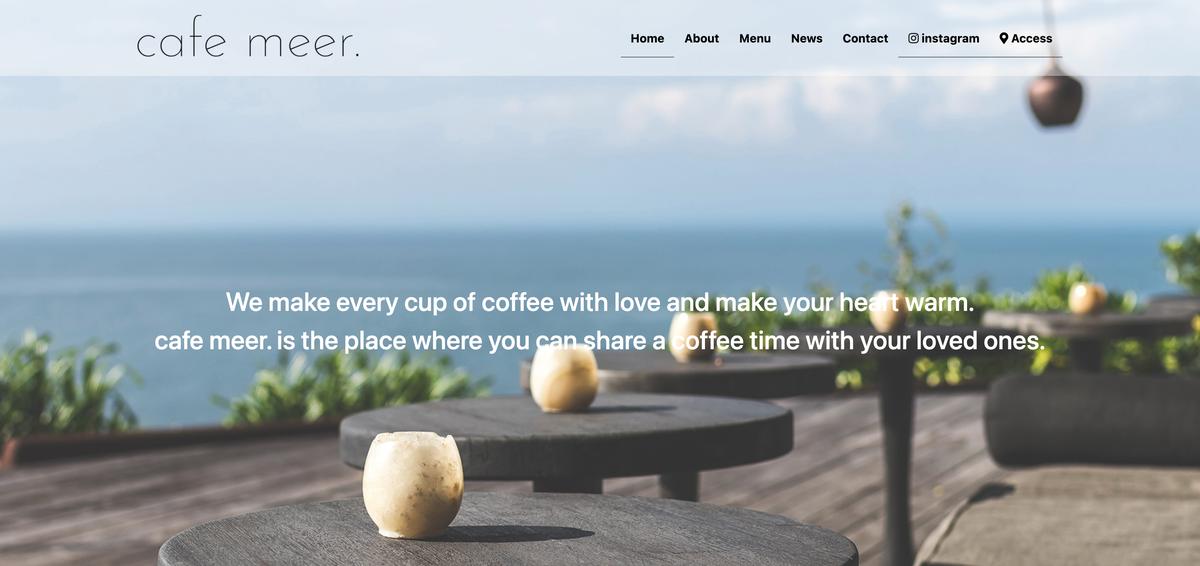 カフェ ホームページ制作 サンプルサイト Aki Design アキデザインさん Webデザイナー のポートフォリオ ココナラ