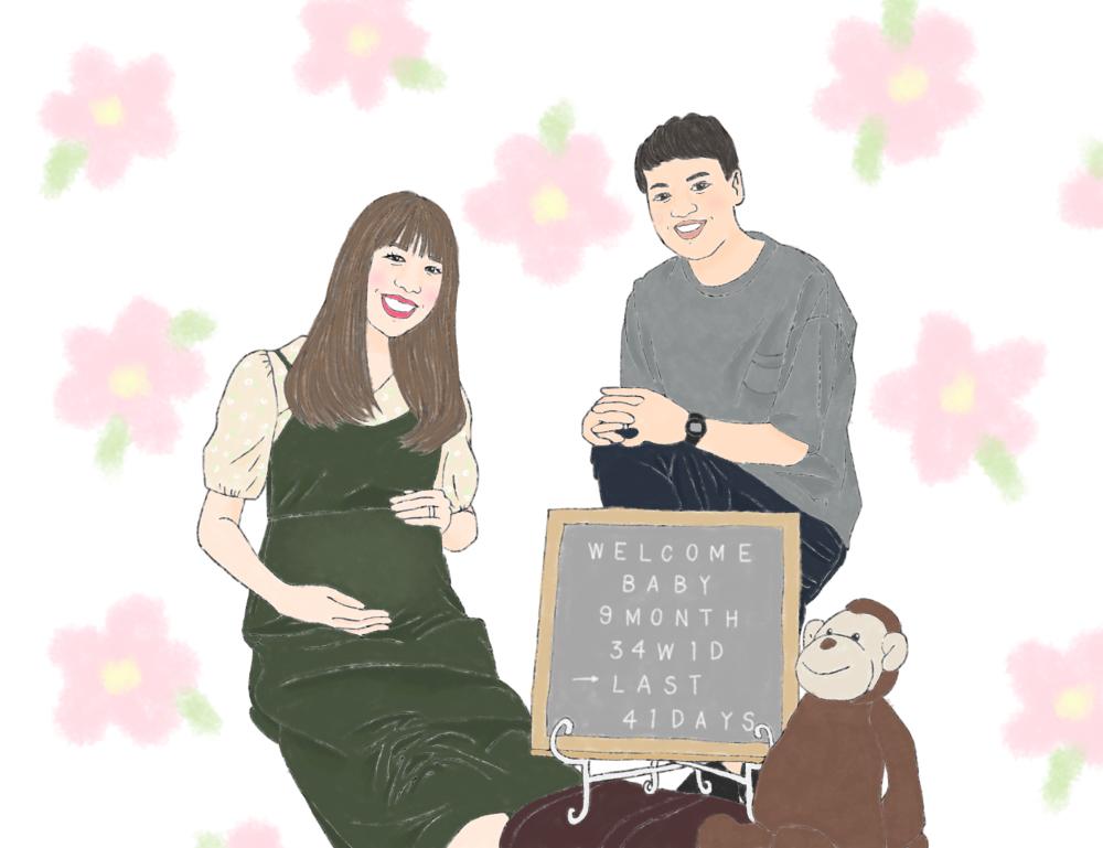 マタニティフォトをイラストに Moc Mocさん 主婦 のポートフォリオ ココナラ
