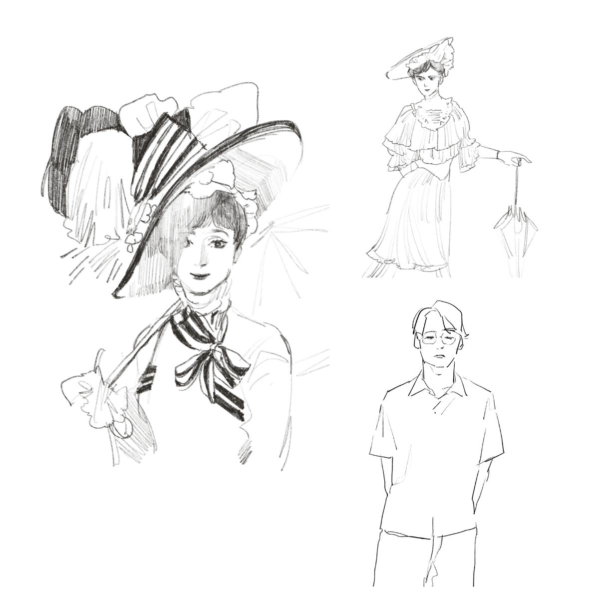 人物の線画イラスト Hana 02さん フリーランス のポートフォリオ ココナラ
