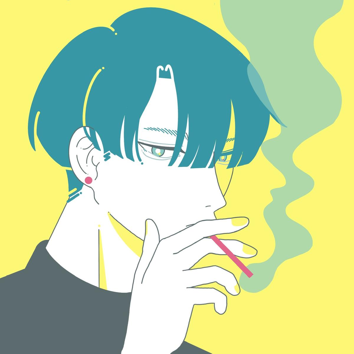 タバコを吸う青年のイラスト Aiconnorさん It企業デザイナー のポートフォリオ ココナラ