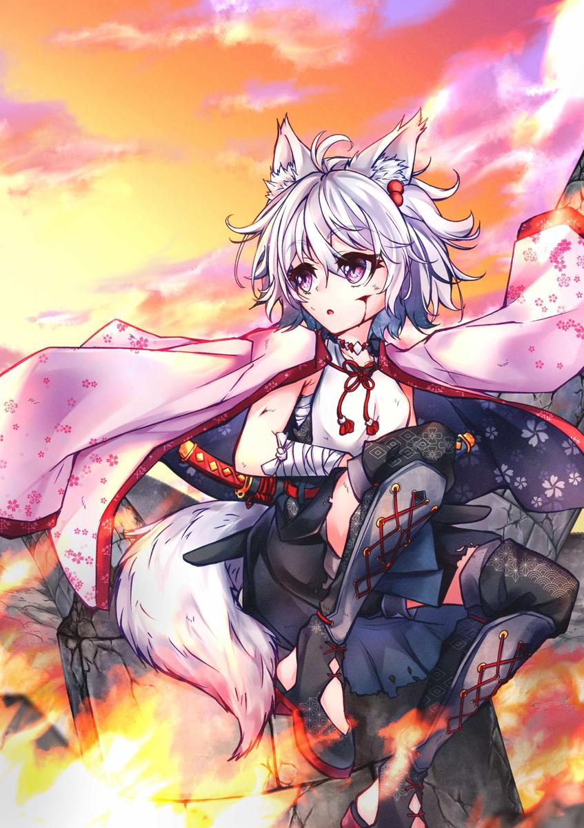 和風銀髪ケモ耳のイラスト No 08さんのポートフォリオ ココナラ