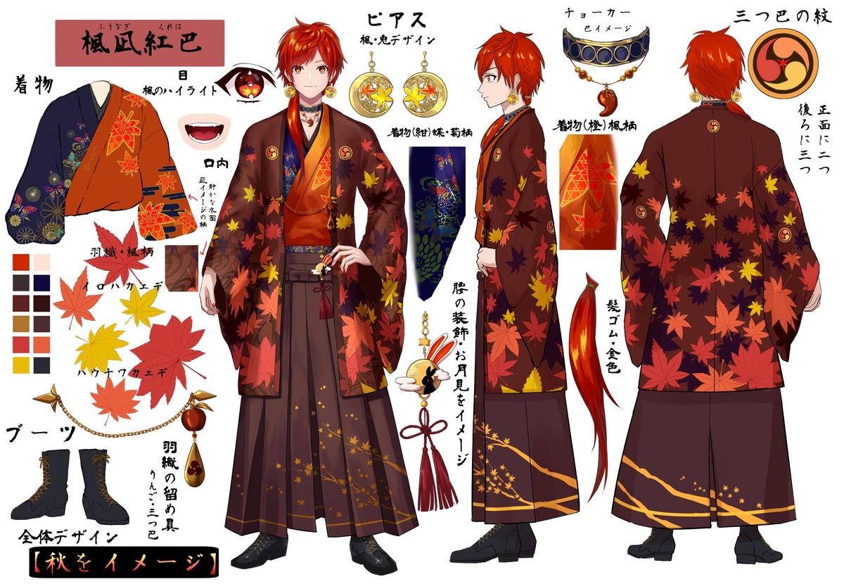 Vtuber楓凪紅巴様三面図制作 ノブメさん イラストレーター のポートフォリオ ココナラ