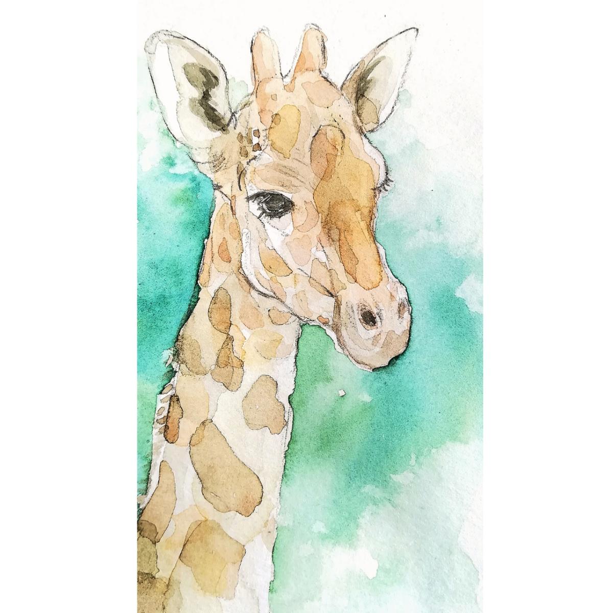 きりんの水彩画 Mutsuki 01さん 動物イラスト のポートフォリオ ココナラ