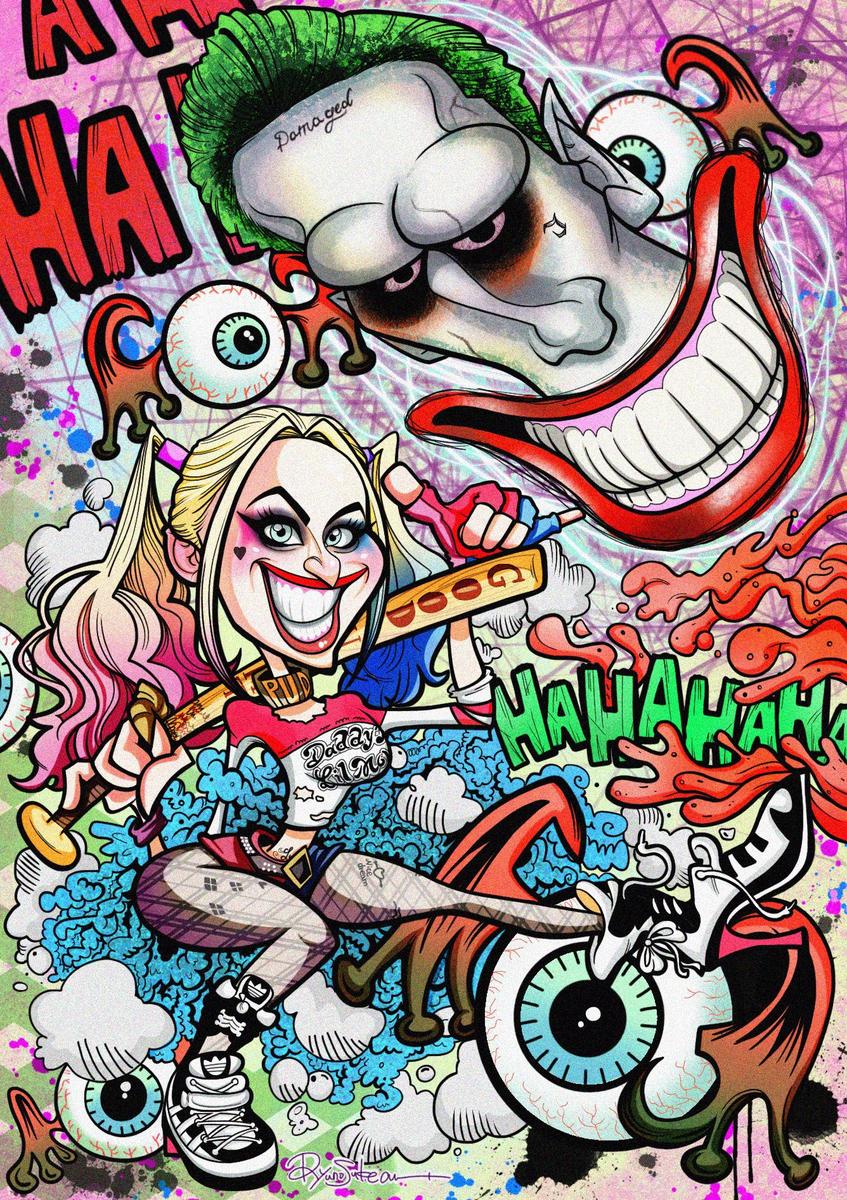 ハーレクインとジョーカー Ryunosukeartさん 似顔絵師 のポートフォリオ ココナラ