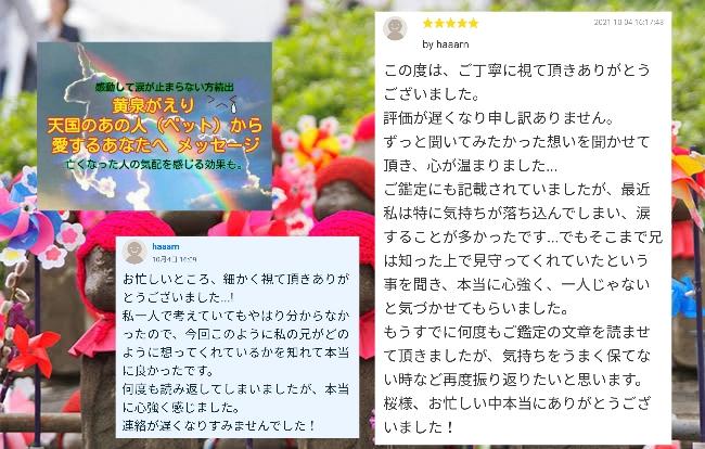 亡くなった人からのメッセージの評価と感想です 本家ユニコーンの使者桜6周年ありがとうさん 占い師 のポートフォリオ ココナラ
