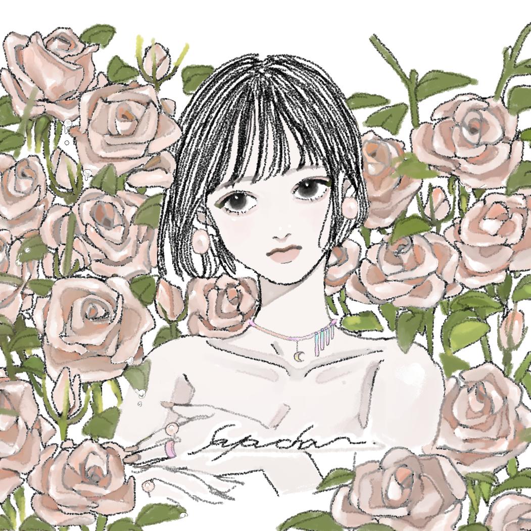 花とメイクをテーマにした女性のイラストです さゃちゃんさん イラストレーター のポートフォリオ ココナラ