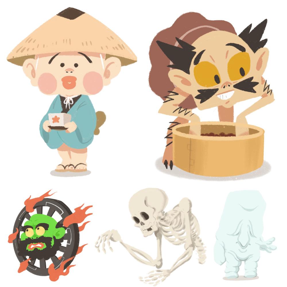 妖怪 カットイラスト 5点 フジワラヨシトさん イラストレーター のポートフォリオ ココナラ