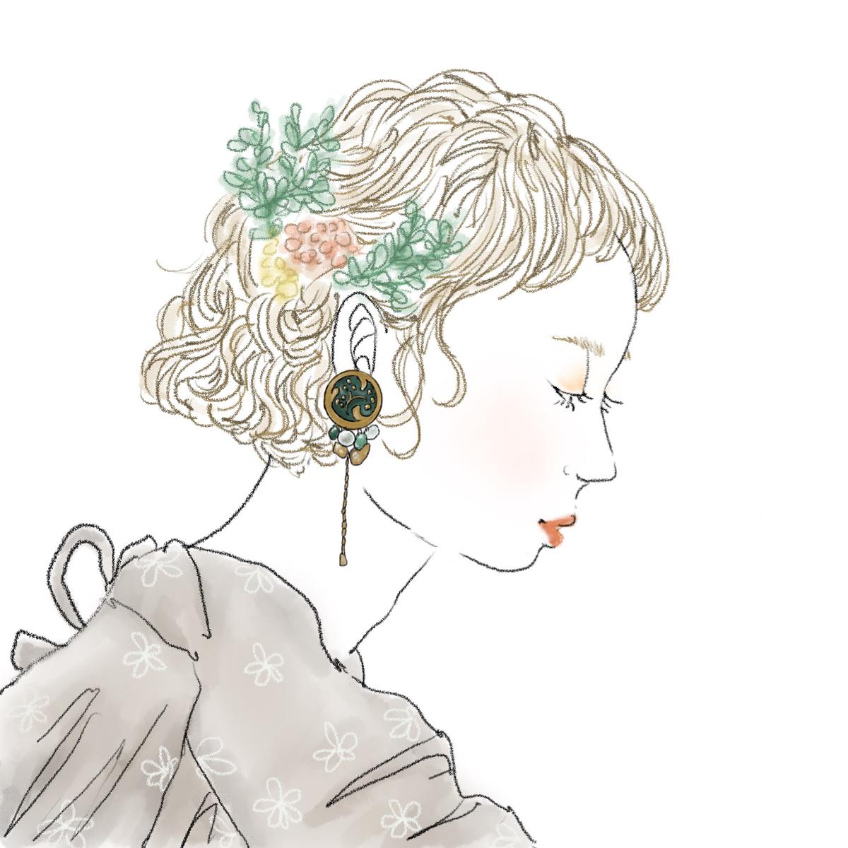 ハンドメイドアクセサリーのイベントshop用カードイラスト Aiko Shioiriさん 美容師イラストレーター のポートフォリオ ココナラ