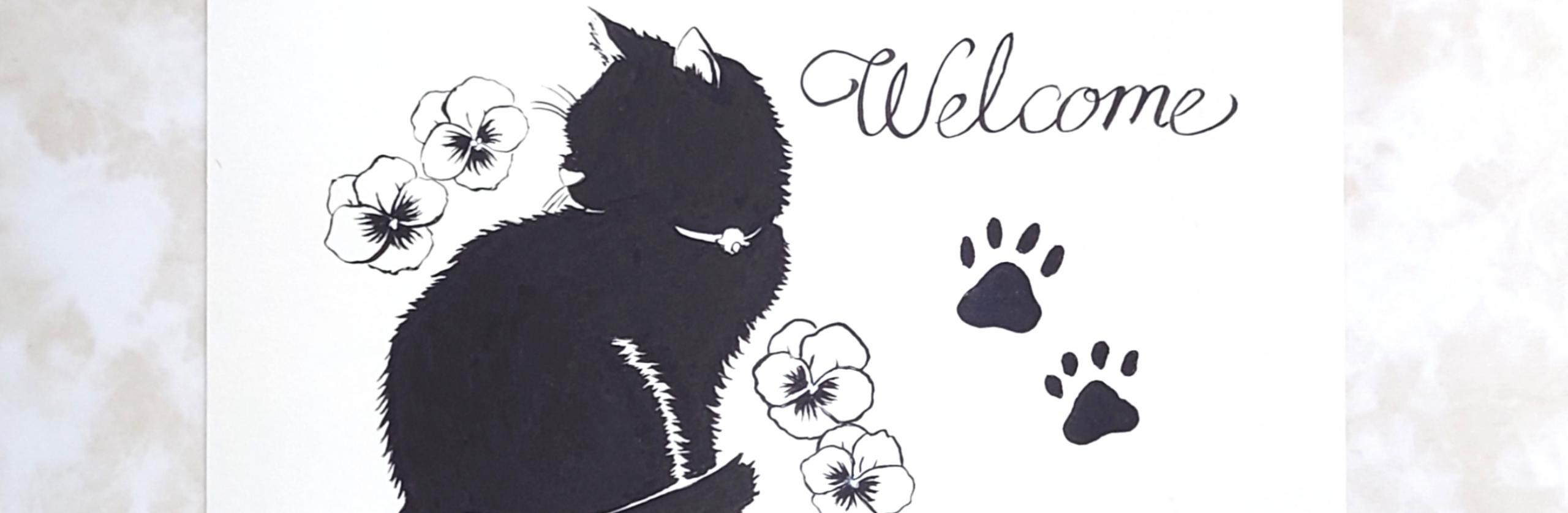 猫のシルエットイラスト はるのやさん(小筆専門の字書き・アナログ